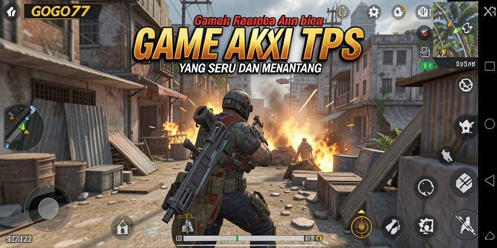 Tampilan gameplay mendebarkan di GOGO77 dengan aksi tembak-menembak.