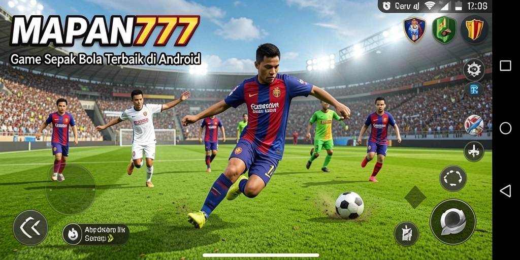 Tampilan gameplay seru di MAPAN777 dengan aksi sepak bola nyata.