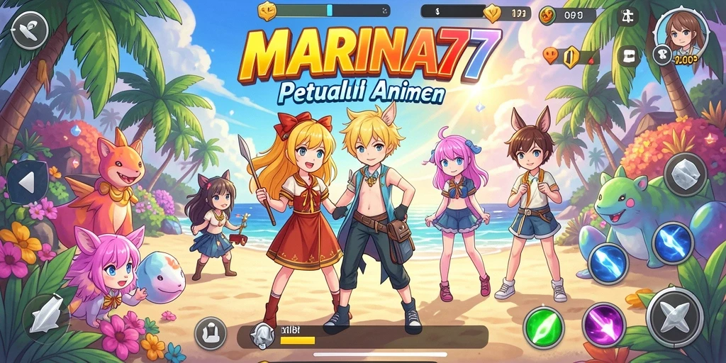 Tampilan gameplay MARINA77 dengan karakter Anime yang dinamis.