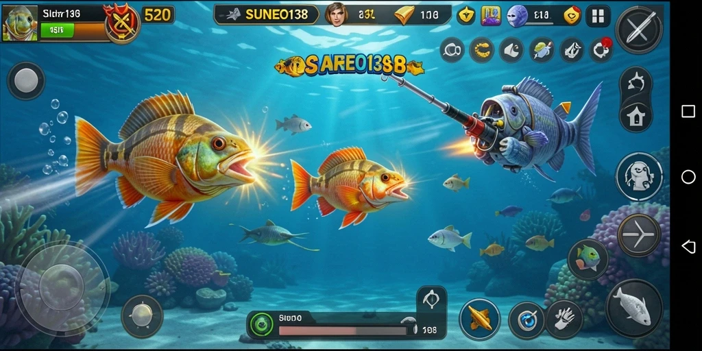Tampilan screenshot utama SUNEO138 menampilkan keseruan gameplay Tembak Ikan.